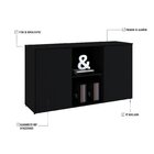 Armário Baixo Com 2 Portas E Nicho 75x135x42cm Preto Onix