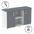 Armário Baixo Com Nicho 2 Portas Pivotante Credenza Branco/gr