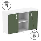 Armário Baixo Com Nicho 2 Portas Pivotante Credenza Branco/sa