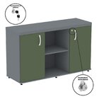 Armário Baixo Com Nicho 2 Portas Pivotante Credenza Grafito/s
