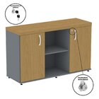 Armário Baixo Com Nicho 2 Portas Pivotante Credenza Grafito/s