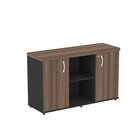 Armário Baixo Com Nicho 2 Portas Pivotante Credenza Preto/wal