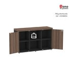 Armário Baixo Com Nicho 2 Portas Pivotante Credenza Preto/wal