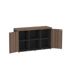 Armário Baixo Com Nicho 2 Portas Pivotante Credenza Preto/wal