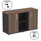 Armário Baixo Com Nicho 2 Portas Pivotante Credenza Preto/wal