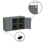 Armário Baixo Com Nicho 2 Portas Pivotante Credenza Salvia/gr