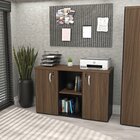 Armário Baixo Credenza Com Chave 120x42cm Escritório Nogal/pr