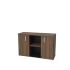 Armário Baixo Credenza Com Chave 120x42cm Escritório Nogal/pr