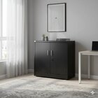 Armário Baixo De Aço Reforçado Com Chave Escritório Preto