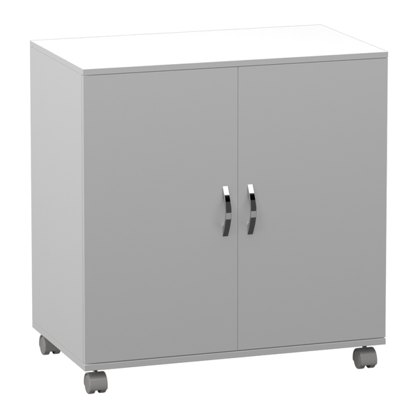 Armário Baixo Multiuso Em Mdf Branco Com 2 Portas Rodizio