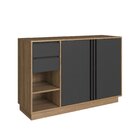 Armário Baixo Para Escritório 2 Portas 2 Gavetas Mel/grafite