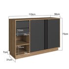 Armário Baixo Para Escritório 2 Portas 2 Gavetas Mel/grafite