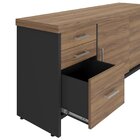 Armário Baixo Para Escritório 2 Portas 3 Gavetas Nogal/preto