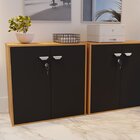 Armario Baixo Start 77cm X 75cm X 38cm Nogal/preto