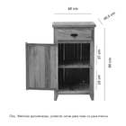 Armário Balcão Arcais 1 Porta 50cm Madeira Maciça Pátina