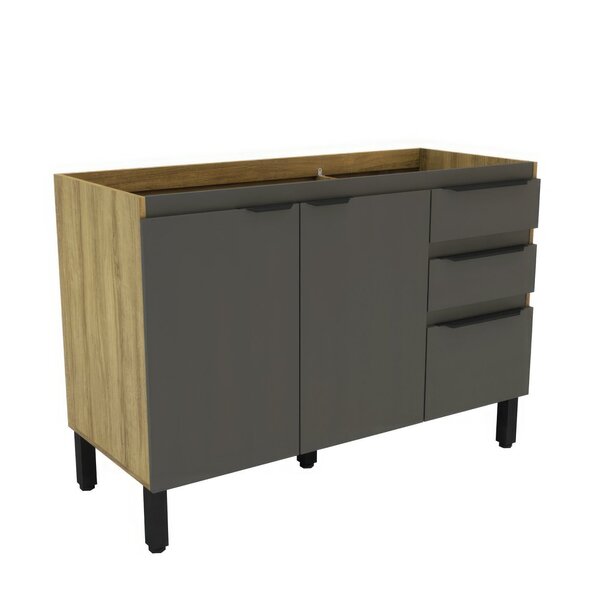 Armário Balcão De Cozinha 120cm Com 2 Portas E 3 Gavetas 2306