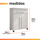 Armário Balcão Multiuso 2 Portas 1 Gaveta Com Rodízios Chile