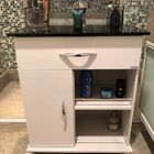 Armário Balcão Multiuso Branco C/ Preto 1 Porta 1 Gaveta Banh