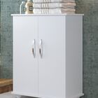 Armário Balcão Multiuso Branco C/ Rodinhas 2 Portas C/ Puxado