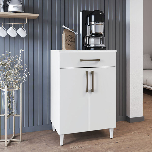 Armário Balcão Multiuso Com Tampo 02 Portas E 01 Gaveta Luna