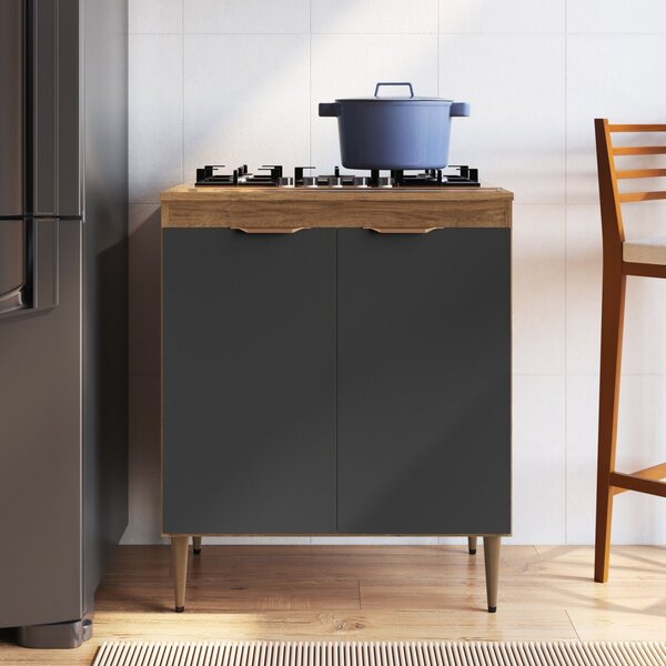 Armário Balcão Para Cooktop 2 Portas 70cm Veneza Modulada Mel