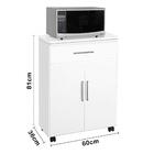 Armário Balcão Para Microondas 2 Portas Com Gaveta Liz Branco