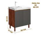 Armário Balcão Para Pia Lavanderia 2 Portas Amêndoa Rústico C