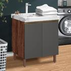 Armário Balcão Para Pia Lavanderia 2 Portas Amêndoa Rústico C