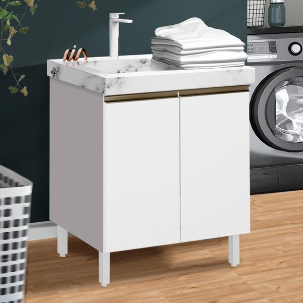 Armário Balcão Para Pia Lavanderia 2 Portas Branco Uv Atlas S