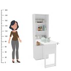 Armário Bancada Multiuso Retrátil 3 Prateleiras 1 Nicho 2 Por