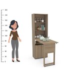 Armário Bancada Multiuso Retrátil 3 Prateleiras 1 Nicho 2 Por