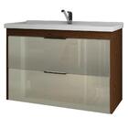 Armário Banheiro 80cm Com Pia Marmore Sintetico 1 Porta Vidro