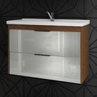 Armário Banheiro 80cm Com Pia Marmore Sintetico 1 Porta Vidro