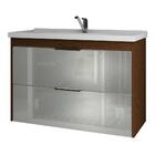 Armário Banheiro 80cm Com Pia Marmore Sintetico 1 Porta Vidro