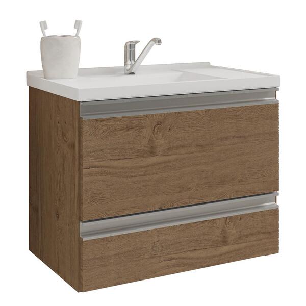 Armário Banheiro Com Pia Marmore Sintético 1 Porta 1 Gaveta M