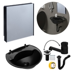 Armário Banheiro Espelheira Sobrepor E Embutir Preto 30,1x9,4