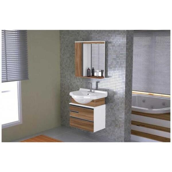 Armario Banheiro Kit Firenze  63,5cm Nogal Sevilha