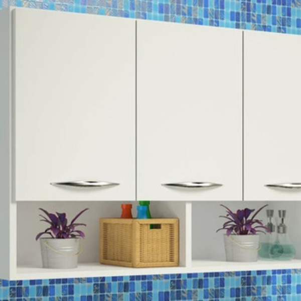 Armário Branco Aéreo De 90cm C/ 3 Portas