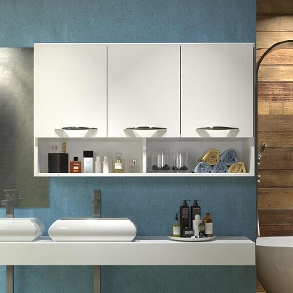 Armário Branco Aéreo Modulado 3 Portas Para Lavanderia