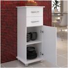Armário Branco Multiuso 2 Gavetas Cozinha Lavanderia