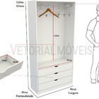 Armário Cabideiro Gaveteiro Misto M10 Closet Loja 100% Mdf