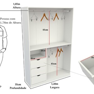 Armário Cabideiro Gaveteiro Misto M7 Closet Ou Loja 100% Mdf | Leroy Merlin