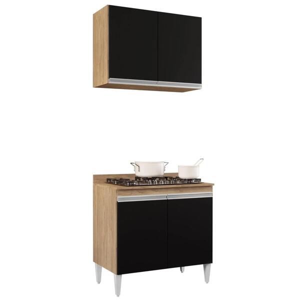 Armário Califórnia E Balcão Para Cooktop Flórida Castanho/pre