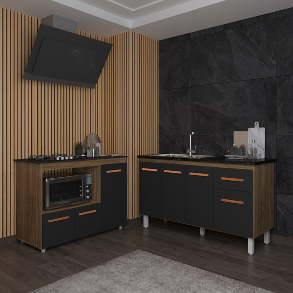 Armário Camila Cozinha Gabinete De Pia 140 Cm E Balcão Para C