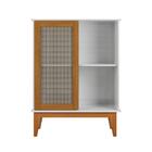 Armário Centaurus 1 Porta Rattan Sintético Branco Madeira