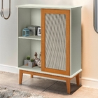 Armário Centaurus 1 Porta Rattan Sintético Off White Madeira