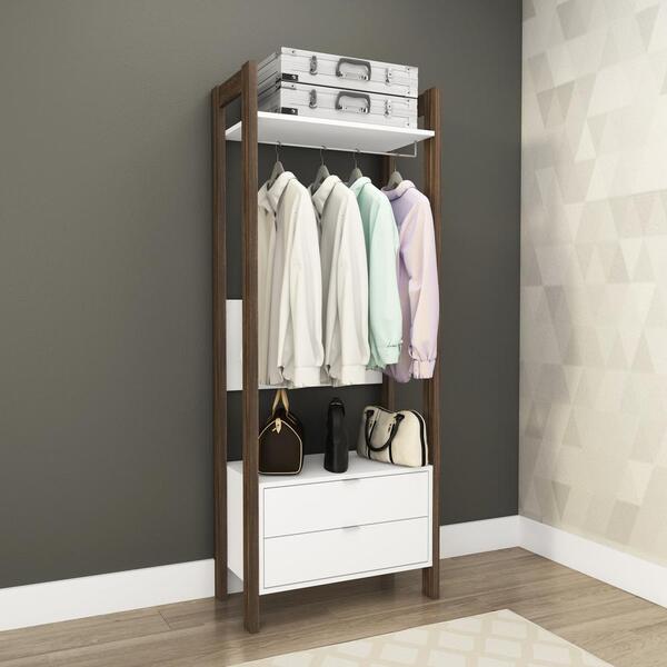Armário Closet Com 2 Gavetas Multimóveis Cr35001 Branco/nogal