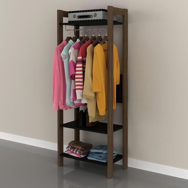 Armário Closet Com Prateleira Multimóveis Cr35007 Preto/nogal