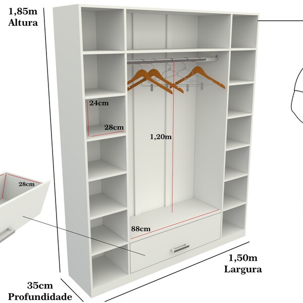 Armário Colmeia Cabideiro+armário Colmeia 100%mdf (closet)