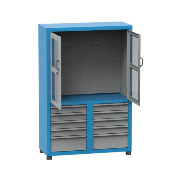 Armário Com 10 Gavetas Painel Perfurado E Visor De Acrílico A